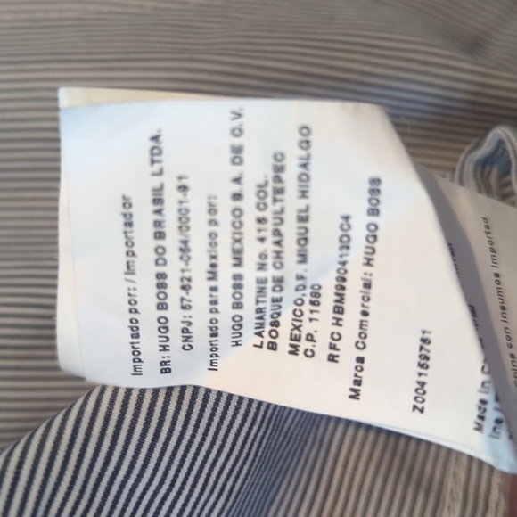 Hugo Boss Black & White Thin Stripe Men's Dress Shirt Regular Fit M Like New - Picture 7 of 9